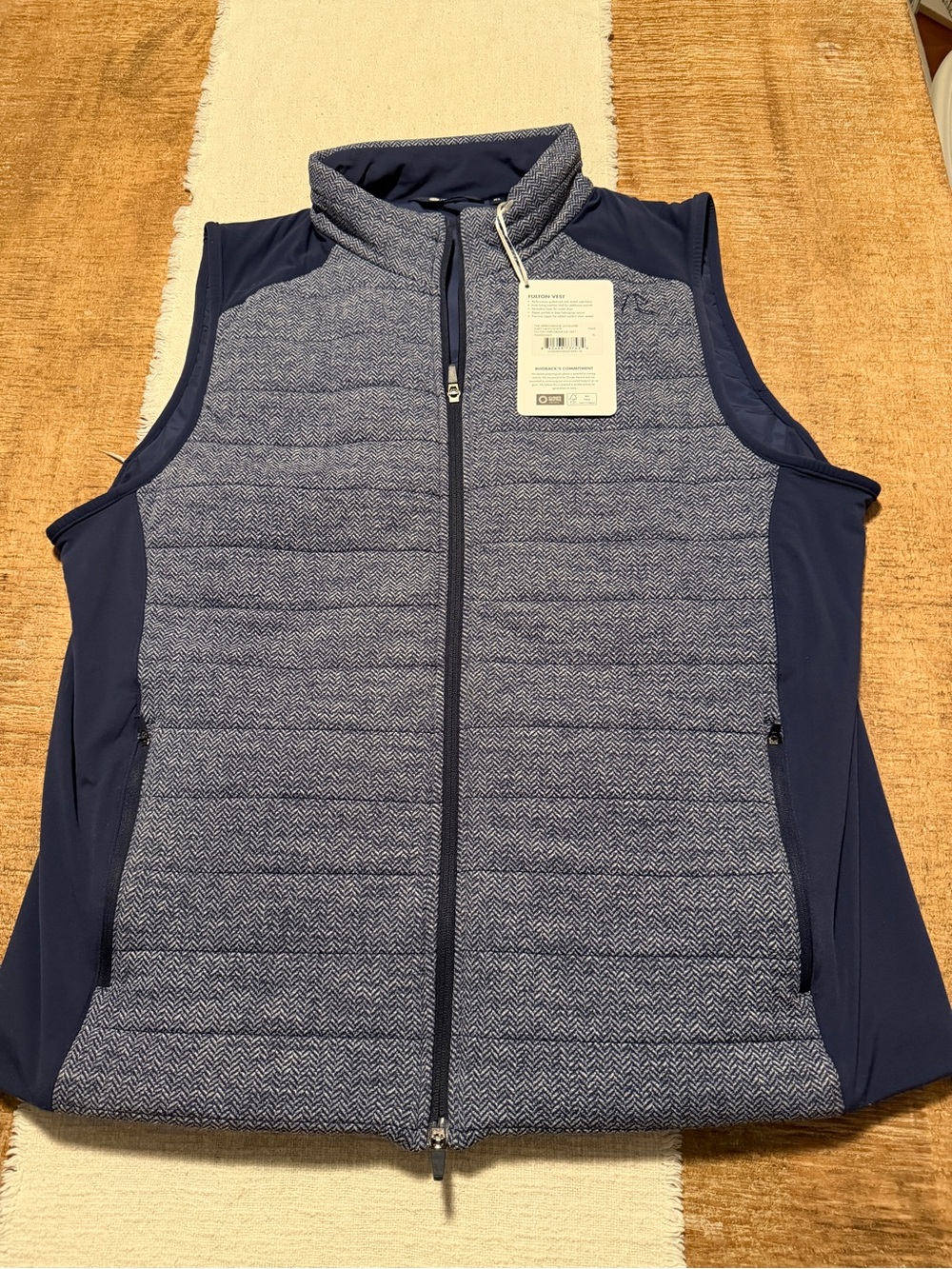 Brand New Rhoback Herringbone Jacquard Navy Vest - XL